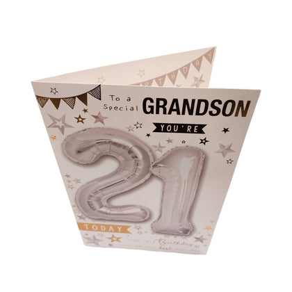 To a Special Grandson You're 21 Balloon Boutique Greeting Card