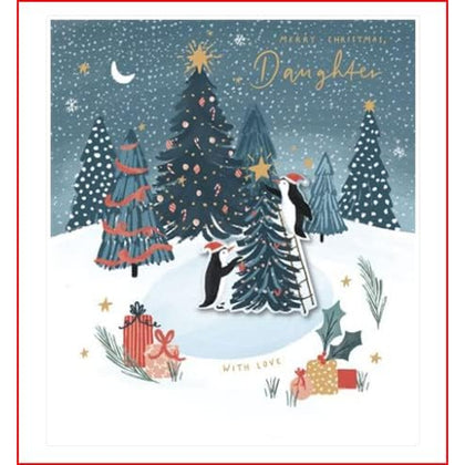 Penguin and Tree Scene Daughter Christmas Card