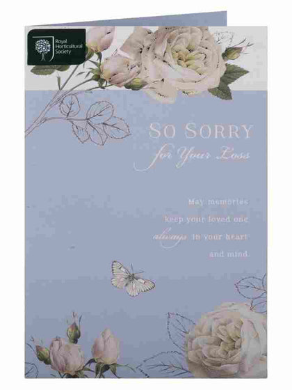 So Sorry For Your Loss White Flowers Sympathy Card