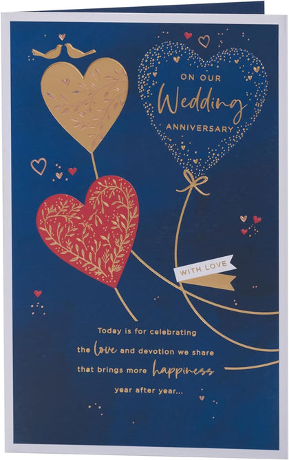 Dark Blue Design Wedding Anniversary Card