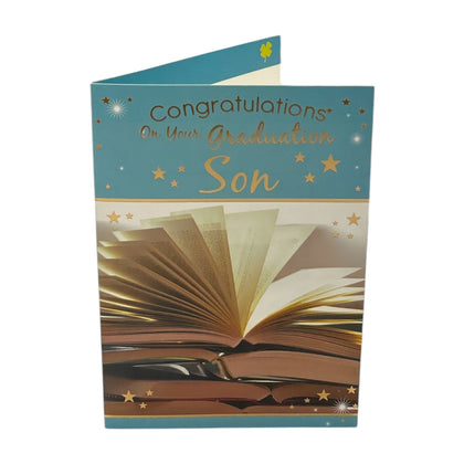 Congratulations Son on Graduation Books Design Greeting Card