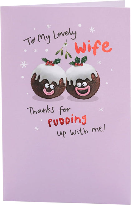 Fun Puddings Design Wife Christmas Card