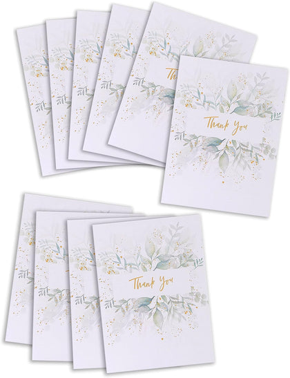 Botanical Design Multipack of 10 Thank You Cards with Envelopes