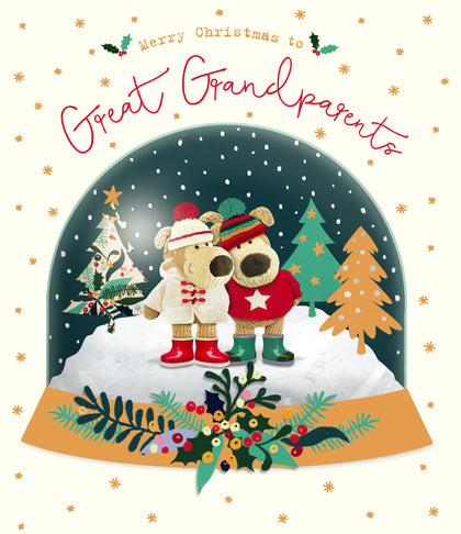 Boofle and Snow Design Great Grandparents Christmas Card