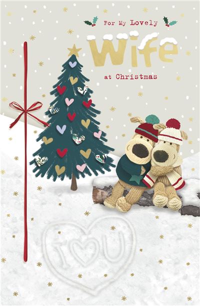 Boofles Hugging On A Log Wife Christmas Card