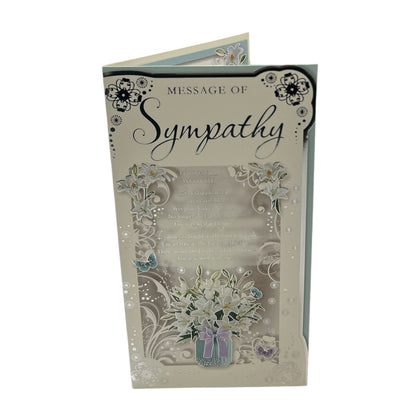 White Flowers Design Sympathy Open Traditional Card