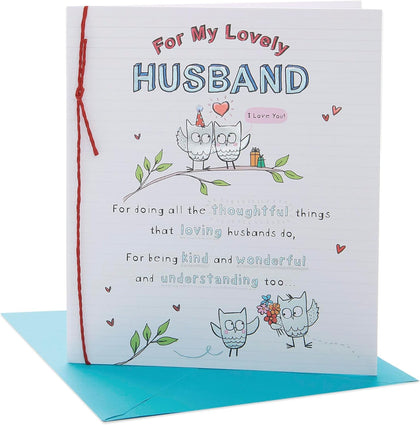 Oodles Owls Design Lovely Husband Birthday Card