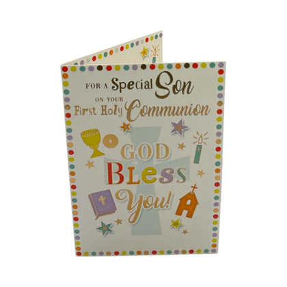 For Son First Holy Communion Religious Greeting Card