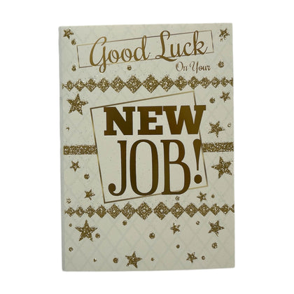 Good Luck On Your New Job Gold Stars Design Card