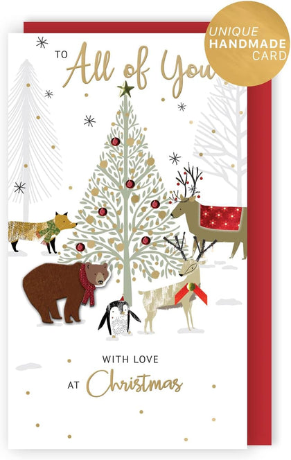 All Of You With Love Embellished Christmas Card Hand-Finished