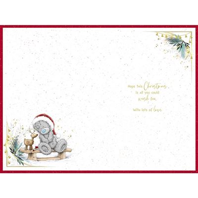 Bear Holding Mini Reindeer Brother Christmas Card