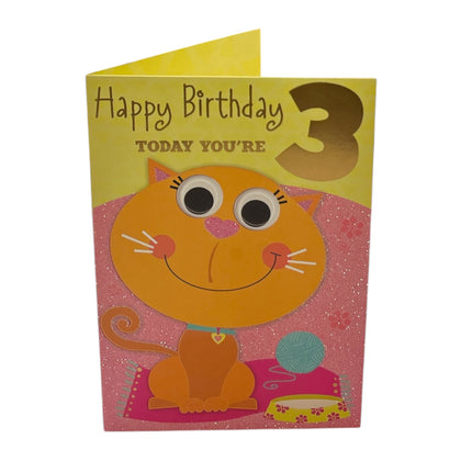 Age 03 Female Juvenile Cat On A Mat Design Birthday Card