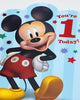 Blue Design With Disney Mickey Mouse 1st Birthday Card