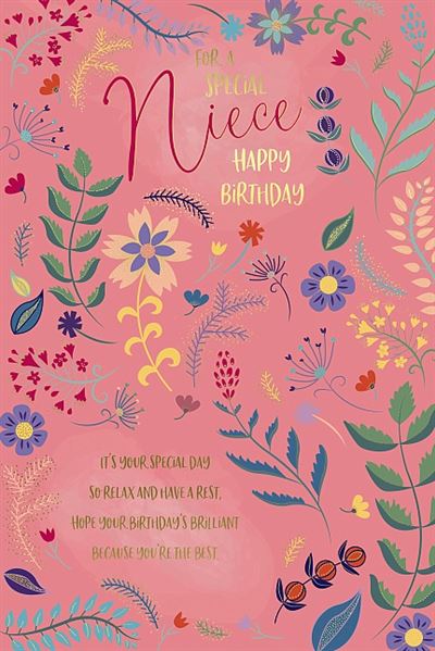 Florals And Leaves Niece Birthday Card