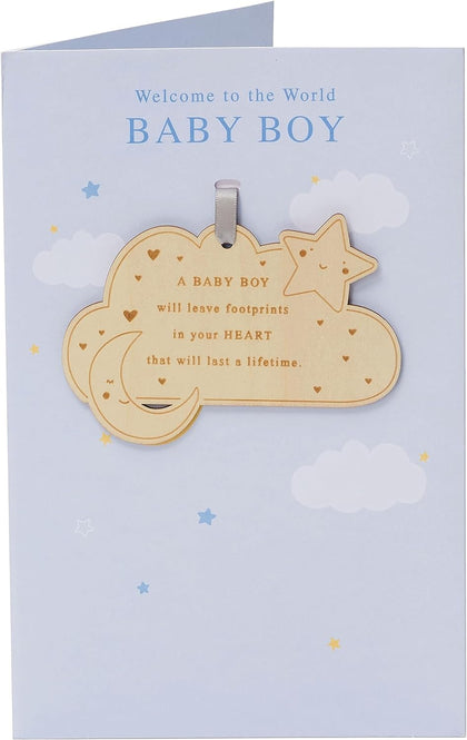 Blue Cloud Design New Baby Boy Congratulations Card