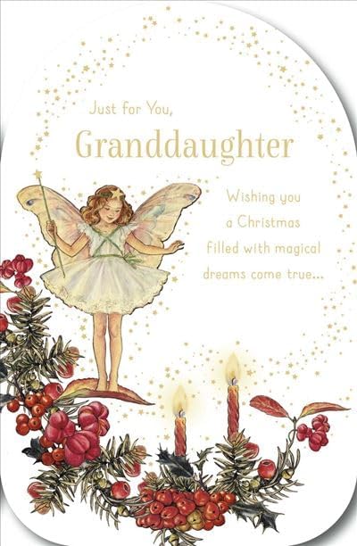 Fairy Girl, Stars and Candles Granddaughter Christmas Card