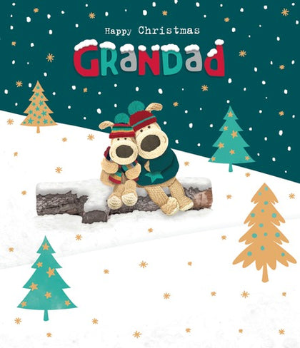 Boofles Sitting on Log Grandad Christmas Card