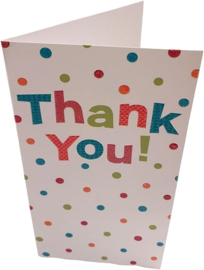 Pack of 8 Glitter Finished Thank You Cards with Spots