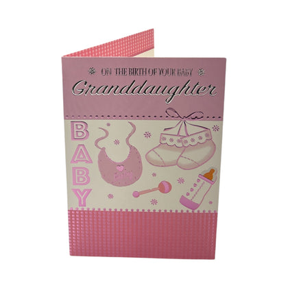 On Birth Of Granddaughter Baby Items Pink Congratulations Card