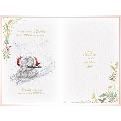 Bears Pulling Xmas Pudding Luxury Handmade Son & Daughter-in-Law Christmas Card