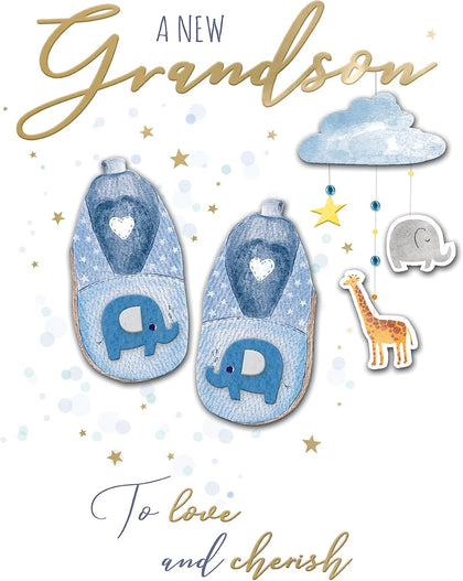 A New Grandson To Cherish New Baby Congratulations Card