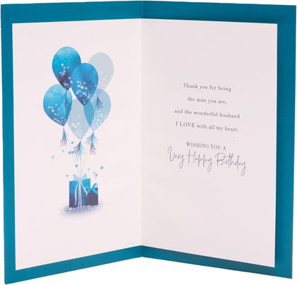 Blue Heart Design Husband Birthday Card