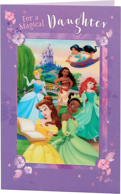 Disney Princess Cinderella, Belle, Ariel, Jasmin, Moana And Tiana Daughter Birthday Card