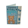 On Birth Of Baby Grandson A Brown Teddy Blue Congratulations Card