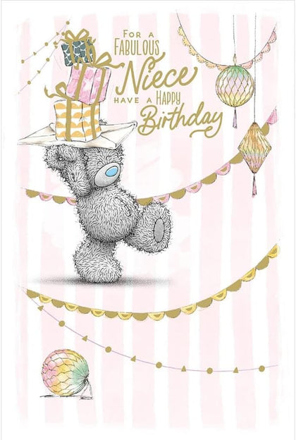 Bear Balancing Gifts Niece Birthday Card