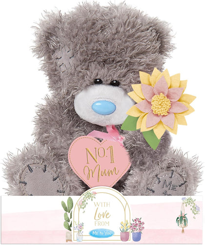 Tatty Teddy 'No.1 Mum' Plush Bear On Gift Plinth 15cm Official Mother's Day Collection