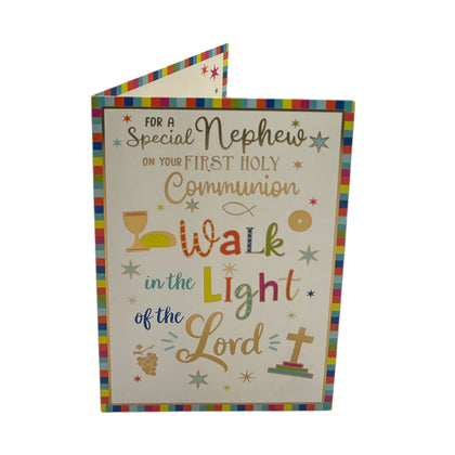 For Nephew Walk In The Light First Holy Communion Religious Card