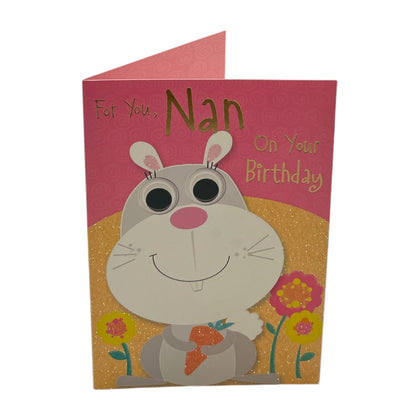 For You Nan Bunny with Carrot Design Birthday Card