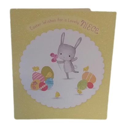 For A Lovely Niece Rabbit And Chick Eggs Design Easter Card