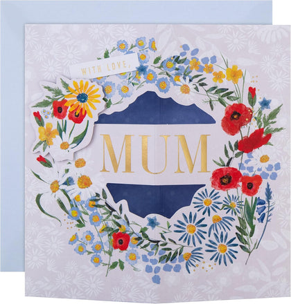 Pop Up 3D Flower Wreath Design Mum Mother's Day Card