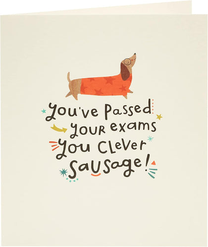 Sausage Dog Design Passing Exams Congratulations Card