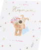 Boofle with Bouquet and Envelope Stepmum Birthday Card