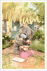 Bear With Watering Can And Flowers Photo Finish Mother's Day Card