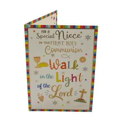 For Niece Walk In The Light First Holy Communion Religious Card