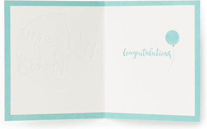 Welcome Balloon Baby Boy Congratulations Card