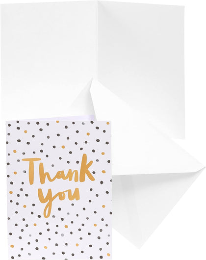 Black & Gold Spotty Design Multipack of 10 Thank You Cards