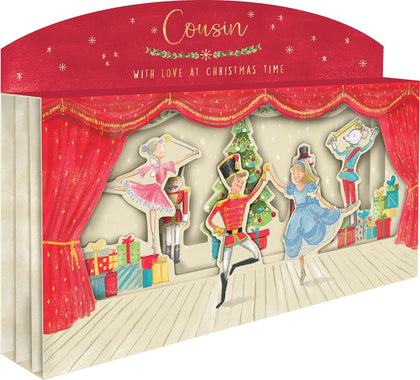 Amazing Cousin Spectacular 3D Nutcracker Scene Freestanding Christmas Card