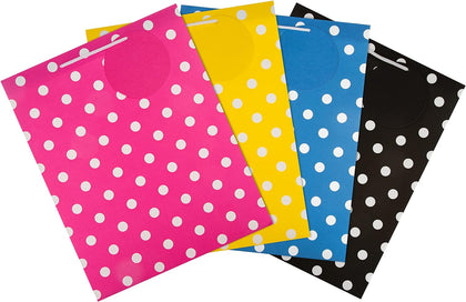 Multi Occasion Gift Bags Bundle 4 Large Size Bags in 1 Contemporary Design (Yellow, Pink, Blue, Black)