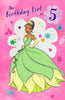 Disney Princess Tiana Design 5th Kids Birthday Card For Her