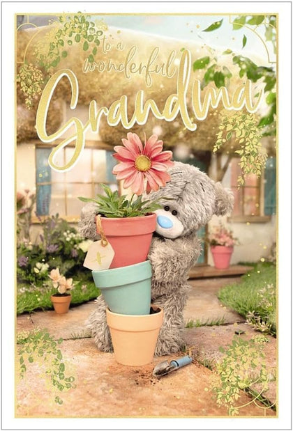 Bear With Stack Of Plant Pots Wonderful Grandma Photo Finish Mother's Day Card