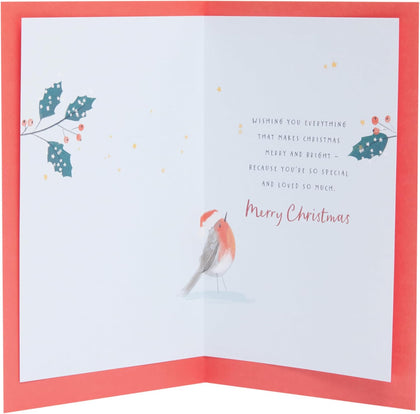 Snowy Robin Design Son Christmas Card