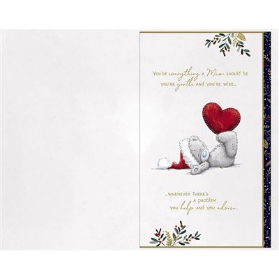 Bear Holding Red Heart Mum Handmade Christmas Card