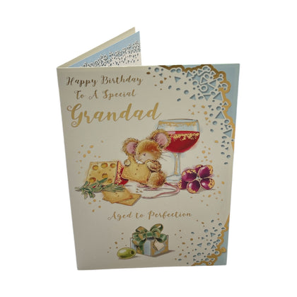 To Special Grandad Mouse Munching Cheese Design Birthday Card