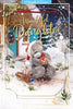 Bear Sat On Bench With Gift And Reindeer 3D Holographic Wonderful Daughter Christmas Card