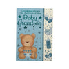 On Birth Of Baby Grandson A Brown Teddy Blue Congratulations Card