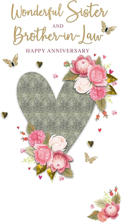 Sister & Brother-In-Law Hand-Finished Anniversary Congratulations Card